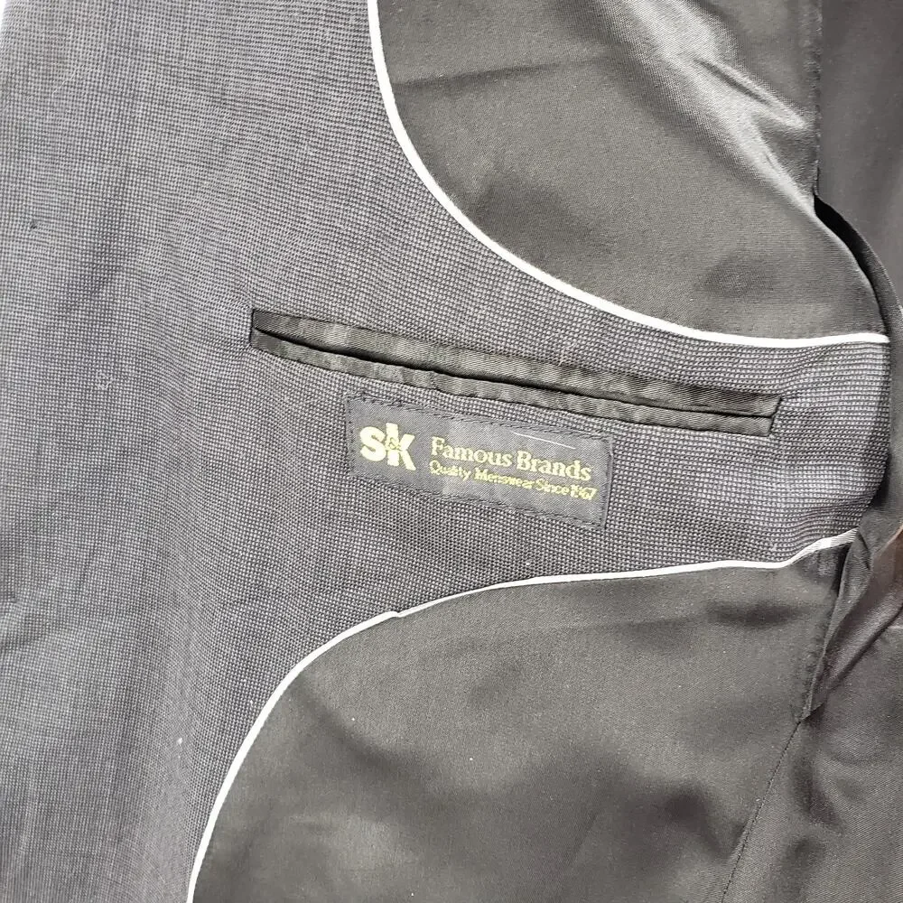 Andrew Fezza Men's Dark Gray 100%Worsted Wool 3Button Blazer Jacket Size 40R